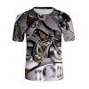 T-shirt à Imprimé Engrenages Mécaniques 3D à Manches Courtes - multicolor L