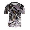 T-shirt à Imprimé Engrenages Mécaniques 3D à Manches Courtes - multicolor M