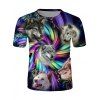 T-Shirt Décontracté Chien Imprimé à Manches Courtes - multicolor 2XL