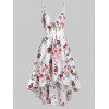 Bowknot Floral Print Lace Panel Cami High Low Dress - WHITE 3XL