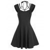 Robe Evasée Simple à Bretelle sans Manches - Noir M