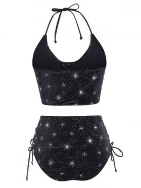 Sparkly Star Lace Up Velvet Tankini Swimwear