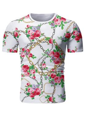 Flower Chain Print Short Sleeve T-shirt