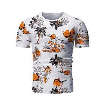 

Palm Tree Floral Print Casual T-shirt, White