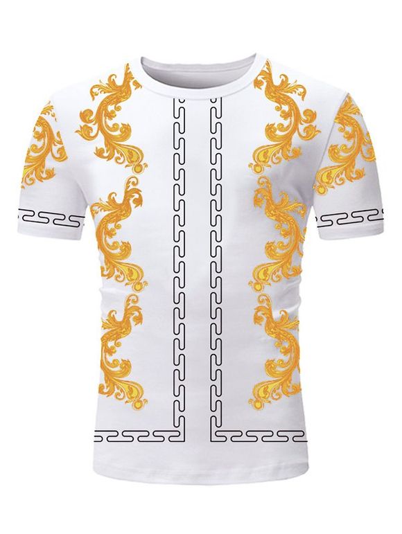 T-shirt Décontracté Baroque Fleur Imprimée - Blanc M