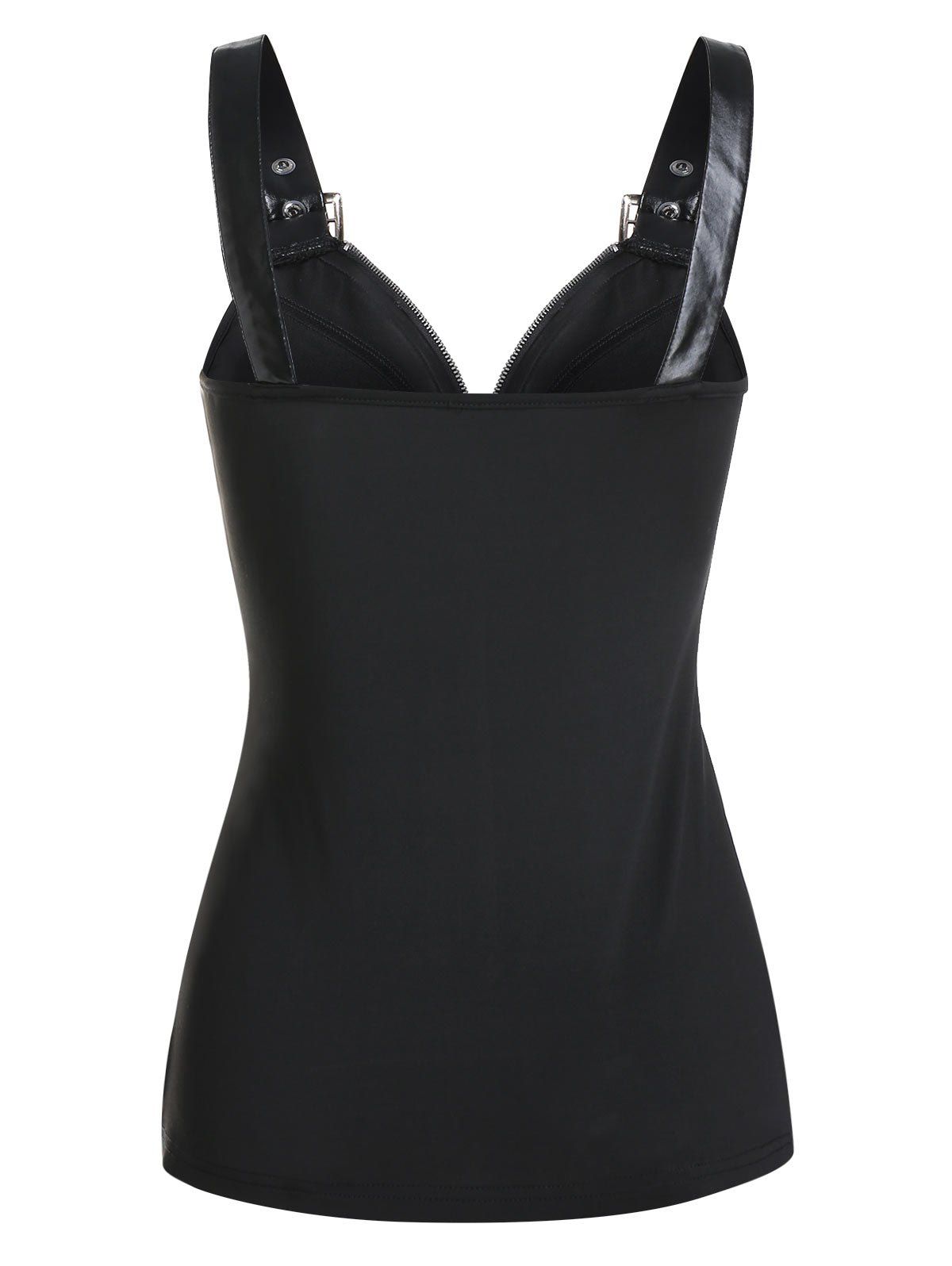 [35 OFF] 2020 Buckle Strap Zip Up Tank Top In BLACK DressLily