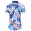 Chemise de Plage Perroquet Fleuri Feuille Tropicale - multicolor B S
