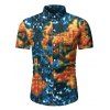 Chemise Boutonnée Teintée Imprimée à Manches Courtes - multicolor A 3XL