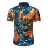 Chemise Boutonnée Teintée Imprimée à Manches Courtes - multicolor A XL