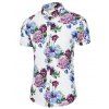 Flower Print Beach Button Shirt - WHITE M