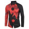 Chemise Boutonnée Motif de Loup à Manches Longues - Rouge L