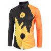 Chemise Boutonnée Motif de Loup à Manches Longues - Jaune d'Abeille M