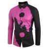 Chemise Boutonnée Motif de Loup à Manches Longues - Prune L