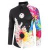 Chemise Boutonnée Motif de Loup à Manches Longues - multicolor A M