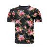 T-shirt à Imprimé Fleur Chaîne à Manches Courtes - Noir L