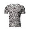 T-shirt Léopard Fleuri Imprimé à Col Rond - Blanc XL
