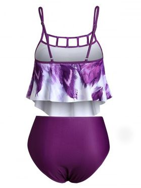 Peacock Feather Cut Out Overlay Tankini Set