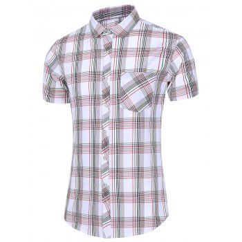 

Plaid Short Sleeve Pocket Shirt, Lava red