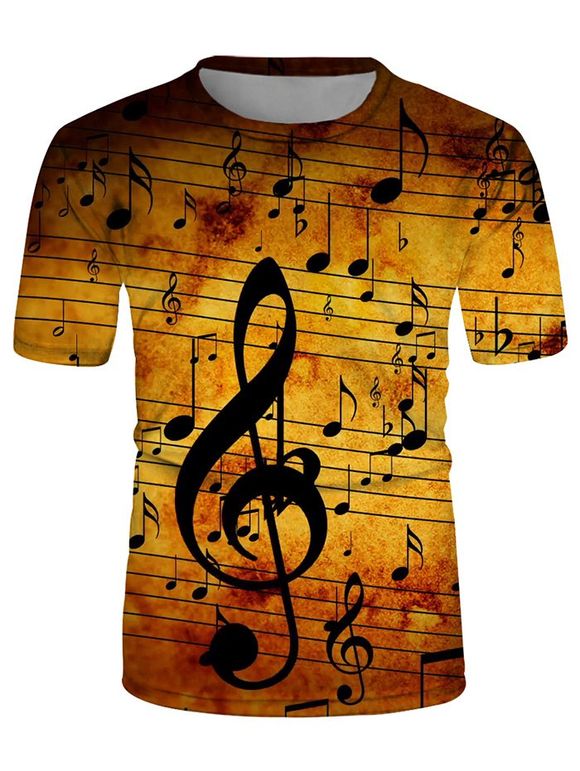 3D Musical Note Printed Fashion Tee - multicolor XL
