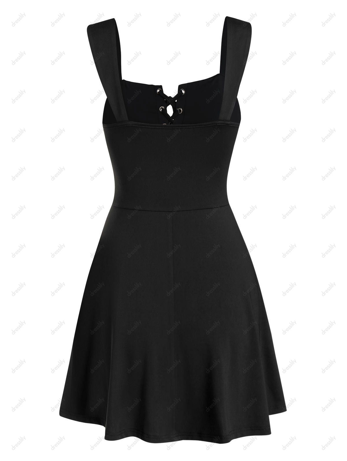 Robe Evasée sans Manches à Lacets - Noir L