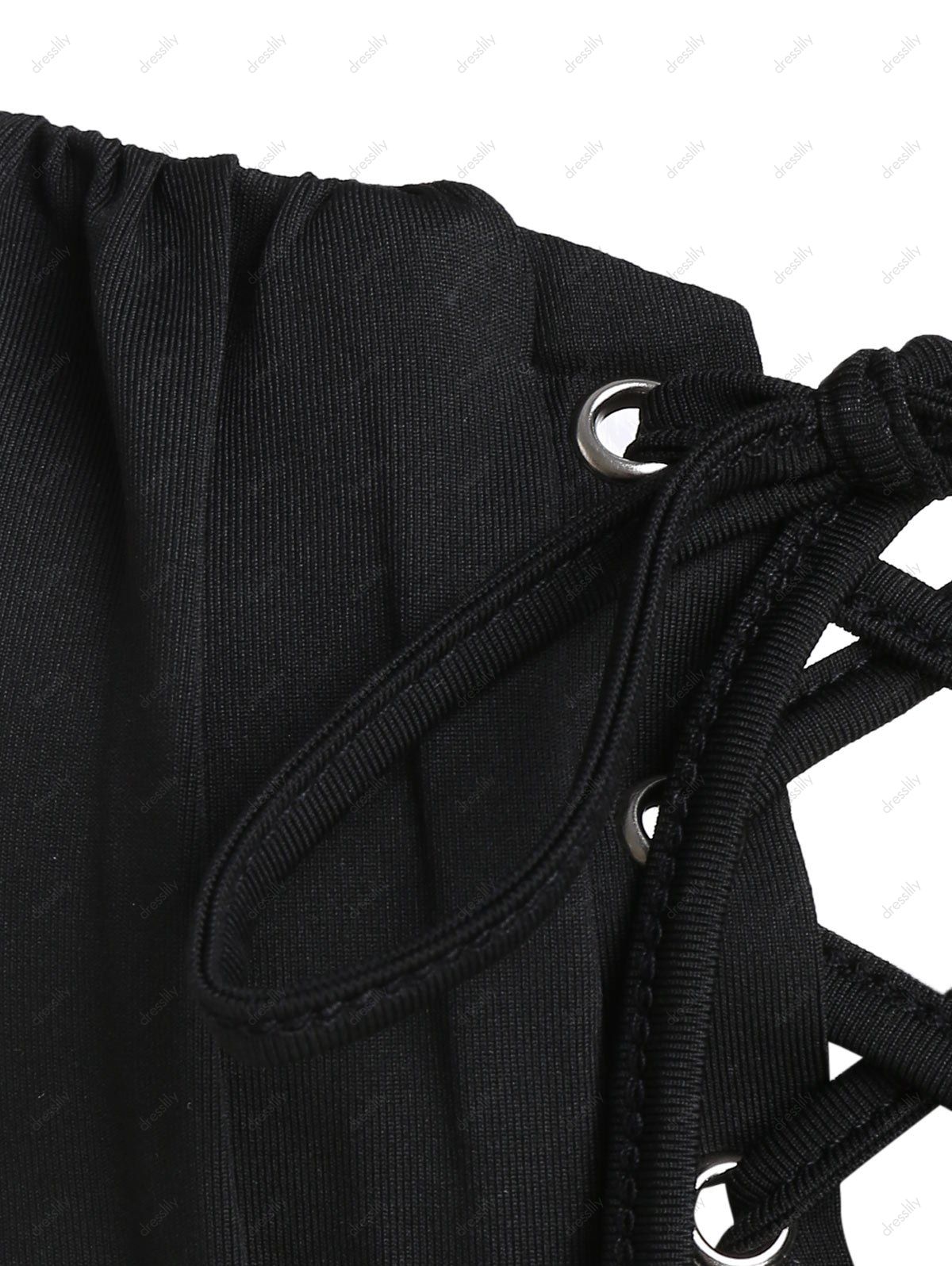 Robe Evasée sans Manches à Lacets - Noir L