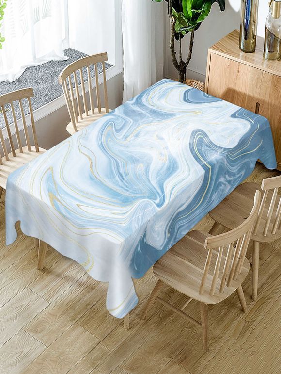 Nappe de Table Marbre Imprimé - Bleu Toile de Jean W60 X L84 INCH