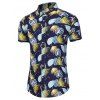 Chemise de Plage à Imprimé Feuille et Plante Partout - Bleu Foncé Toile de Jean S