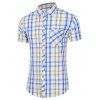 Chemise Décontractée à Carreaux avec Poche à Manches Courtes - Jaune Soleil XL