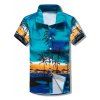 Chemise de Plage Hawaïen à Imprimé Palmier - Ciel Bleu Foncé S