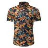 Chemise de Plage Fleurie Feuille Tropicale - Bleu de Minuit 3XL