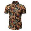 Chemise de Plage Fleurie Feuille Tropicale - Noir XL