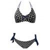 Polka Dot Halter Knotted Tie Underwire Bikini Swimwear - BLUEBERRY BLUE L