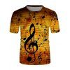 T-shirt 3D Note Musicale Imprimée à Manches Longues - multicolor 2XL