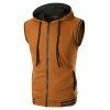 Ribbed Contrast Zipper Fly Hooded Tank Top - COFFEE 3XL