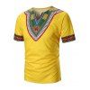 T-shirt Ethnique Zigzag Imprimé à Col V - Jaune 3XL