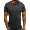 Casual Short Sleeve Ringer T Shirt - DARK GRAY XL