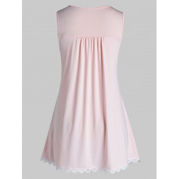 

Plus Size Lace Panel Trapeze Tank Top, Light pink