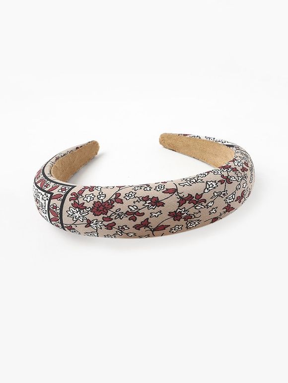 Bandeau Epaisse Créatif Motif Fleuri en Tissu - café lumière 