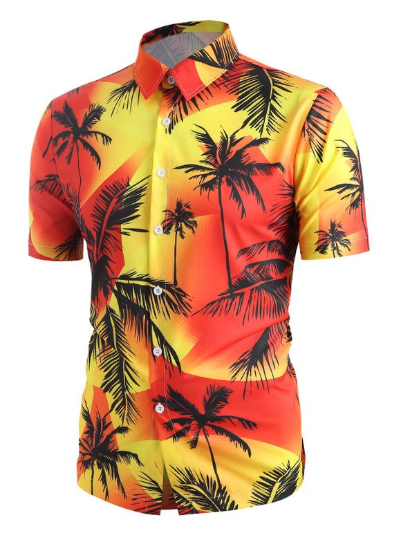Chemise de Plage Hawaïen Palmier Imprimé - multicolor A M