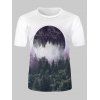 T-shirt Décontracté Graphique Paysage de Forêt à Manches Courtes - multicolor M