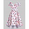 Cherry Print Cami Foldover High Low Dress - WHITE L