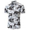 Chemise Géométrique Camouflage avec Une Poche à Manches Courtes - Blanc L