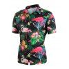 Flamingo Tropical Plant Print Beach Shirt - multicolor A 2XL