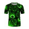 T-shirt Décontracté Néon Motif de Tourbillon à Manches Courtes - multicolor 2XL