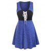 Débardeur Tunique Long de Grande Taille à Lacets - Bleu 5X