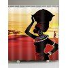 Sunset African Girl Print Waterproof Bathroom Shower Curtain - RED W71 X L79 INCH