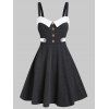 Mini Robe en Ligne A à Bretelle Boutonnée à Ourlet Contrasté - Gris Foncé XL