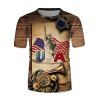 T-shirt Décontracté Graphique Drapeau Américain Statue de la Liberté à Manches Courtes - multicolor XL