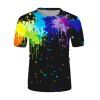 T-shirt Peinture Eclaboussée et Papillon Imprimés à Manches Courtes - multicolor L