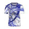 T-shirt Décontracté Barre Abstrait et Tube Imprimés à Manches Courtes - multicolor L